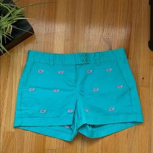 Vineyard Vines Blue Shorts with Pink Whales